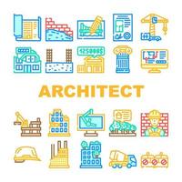 architect professionele bezetting pictogrammen instellen vector