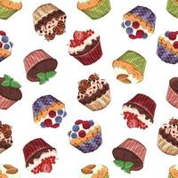 zoete cupcakes patroon vector