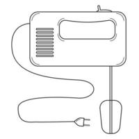 handgetekende keuken handmixer. hulpmiddel voor het kloppen van producten. doodle stijl. schetsen. vector illustratie