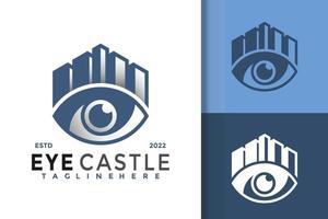 oog kasteel visie modern logo vector ontwerpsjabloon