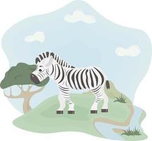 zebra met groen gras vector