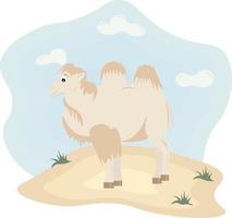 illustratie van een kameel in de woestijn vector