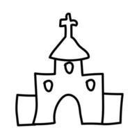 kerk icoon. silhouet teken. kerk overzicht zwart symbool. vector geïsoleerd op wit.