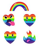 stickers instellen met regenboog vector