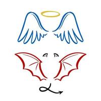 engel en duivel gestileerde vectorillustratie. vector