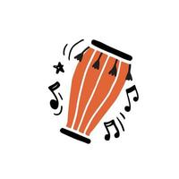 traditionele bongo drum met zwarte noten vector