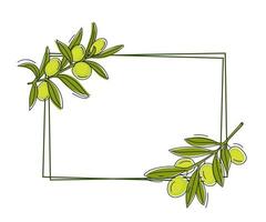 decoratief rechthoekig frame met olijftakken voor design. vector