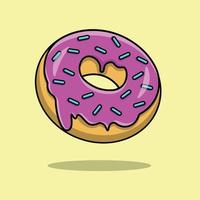 drijvende donut cartoon vectorillustratie pictogram. voedsel pictogram concept geïsoleerde premium vector. vector