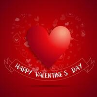 '' happy valentine's day '' banner onder groot rood hart vector