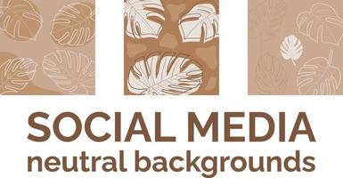 neutrale beige bloemen vierkante achtergronden voor sociale media vector