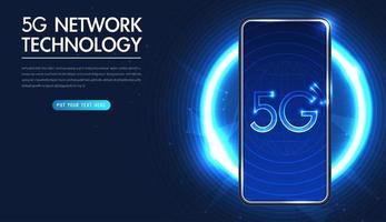 6g technologieconcept. moderne stad en communicatie 6g netwerkverbindingsconcept met smartphone. snel mobiel internet, nieuwe generatie netwerken. gemengde media. vector ontwerp