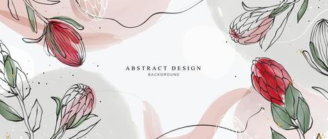 abstracte kunst achtergrond creatief. bloemen en botanisch lijntekeningenbehang. borstel stijl. schilderij voor ansichtkaart, wand decor, print, kaart, behang, achtergrond. vector ontwerp