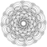 anti-stress mandala kleurplaat met brede bogen en krullen, zen doodle patronen in de vorm van een rond frame vector