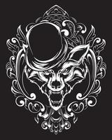 goochelaar wolf kunstwerk illustratie en t-shirt ontwerp vector
