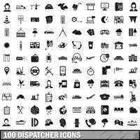 100 coördinator iconen set, eenvoudige stijl vector