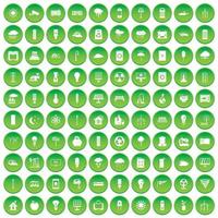 100 goed persoon pictogrammen instellen groene cirkel vector