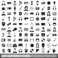 100 publiek iconen set, eenvoudige stijl vector
