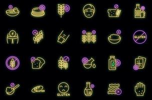 glutenintolerantie pictogrammen instellen overzicht vector. gratis gluten vector neon