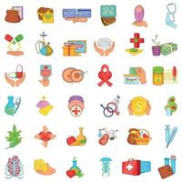 gezondheid doneren iconen set, cartoon stijl vector