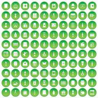 100 verpakkingspictogrammen instellen groene cirkel vector