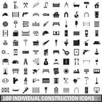 100 individuele constructie iconen set vector