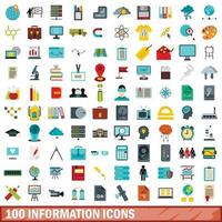 100 informatie iconen set, vlakke stijl vector