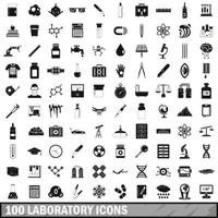 100 laboratorium iconen set, eenvoudige stijl vector