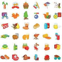 picknick iconen set, cartoon stijl vector