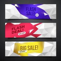 set van trendy kleurrijke verkoop promo korting banner sjabloon, laag poly stijl eps10 vector cover