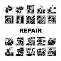 reparatie en onderhoud service pictogrammen instellen vector