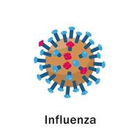 influenzavirus cel geïsoleerd op een witte achtergrond. vector pictogram illustratie.