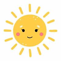 zoete zon met een glimlach. sticker naar de kinderkamer. kinderen tekenen. vectorkrabbelillustratie. vector