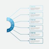 tijdlijn infographic ontwerp met pictogrammen en 6 opties of stappen. infographics voor bedrijfsconcept vector