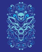 wolf artwork illustratie en t-shirt design premium vector