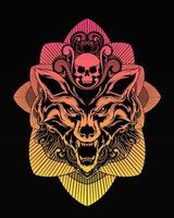 wolf artwork illustratie en t-shirt design premium vector