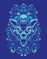 wolf artwork illustratie en t-shirt design premium vector