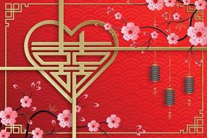Chinees frame met oosterse Aziatische elementen op een achtergrond in kleur, vector
