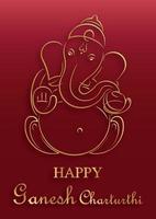 gelukkig festival van ganesh chaturthi met gouden heer ganesha-illustratie vector