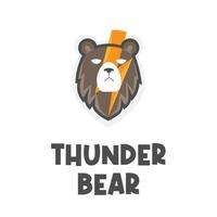 grizzly beer hoofd illustratie logo met donder vector