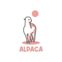 mooi roze alpaca lijntekeningen eenvoudig illustratie logo vector