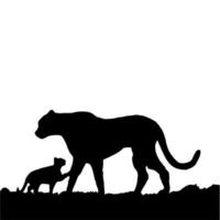 vector, pictogram, logo, cheetah en cheetah cub silhouet op een witte achtergrond. vector