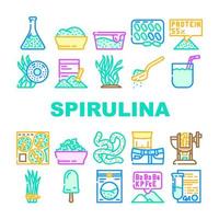 spirulina voeding ingrediënt pictogrammen instellen vector