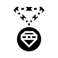 sieraden ketting met diamant glyph pictogram vectorillustratie vector
