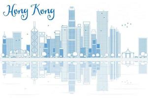 schets de skyline van hong kong met blauwe gebouwen. vector