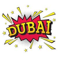 dubai. komische tekst in pop-artstijl. vector