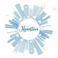 schets de skyline van Houston met blauwe gebouwen. vector