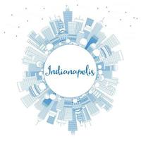 schets de skyline van indianapolis met blauwe gebouwen en kopieer ruimte. vector