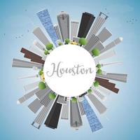 Houston skyline met grijze gebouwen en blauwe lucht. vector