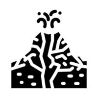 stratovulkaan berg glyph pictogram vectorillustratie black vector