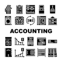 boekhoudkundige en financiële collectie iconen set vector